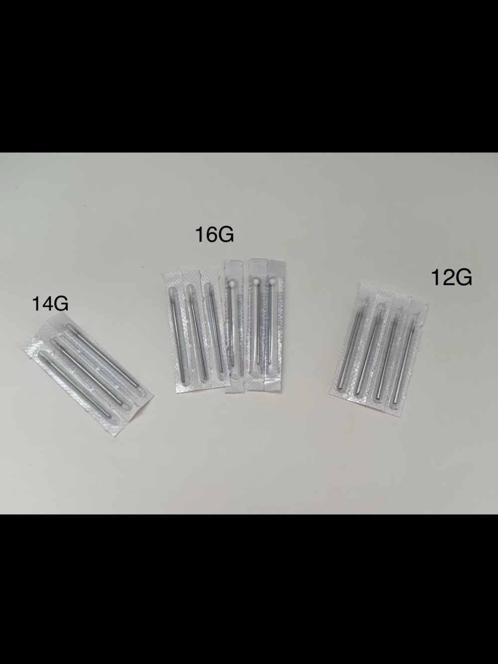 13 Sterile Body Jewelry Piercing Needles - 12G/14G/16G